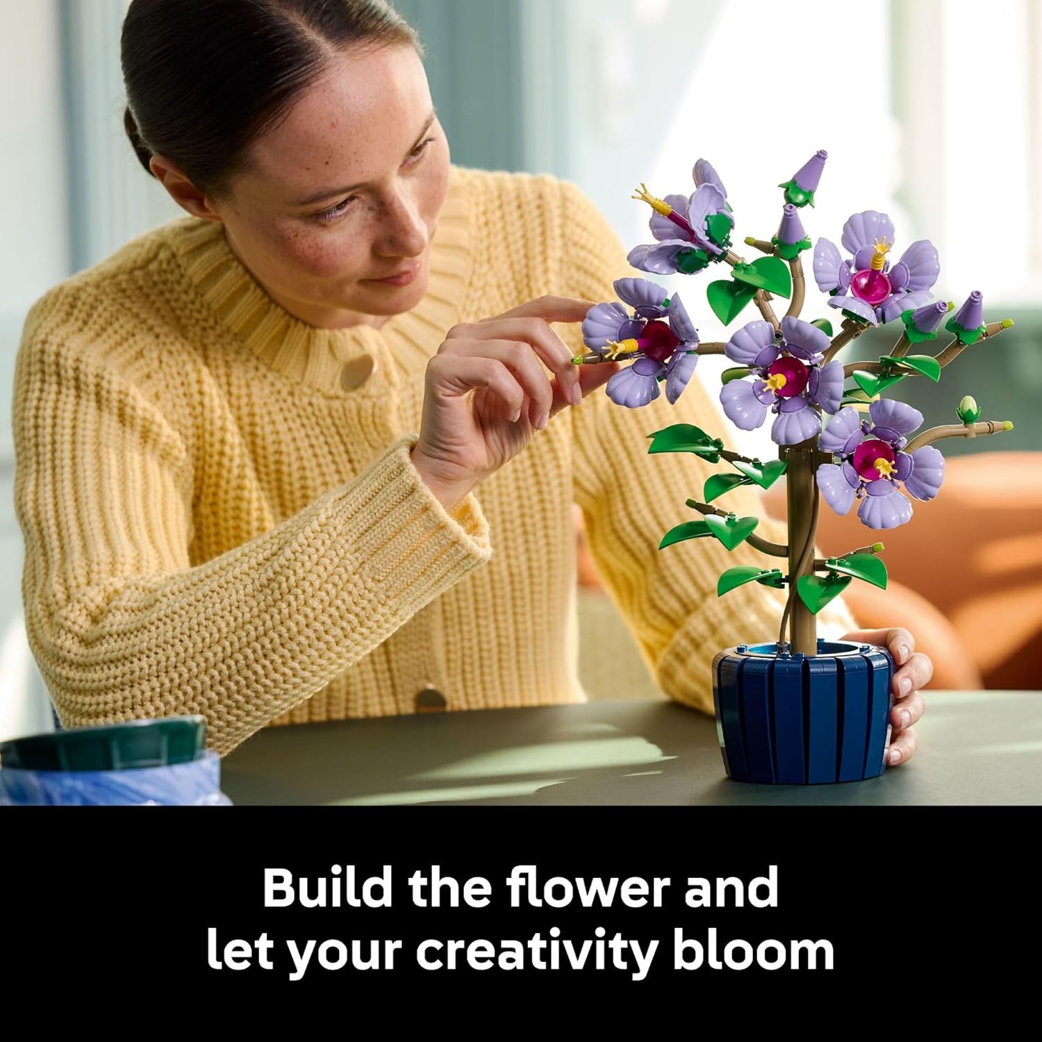 Ensemble de construction Fleur d'Hibiscus - Blocs de construction de plantes et fleurs artificielles, cadeau de décoration intérieure - 7