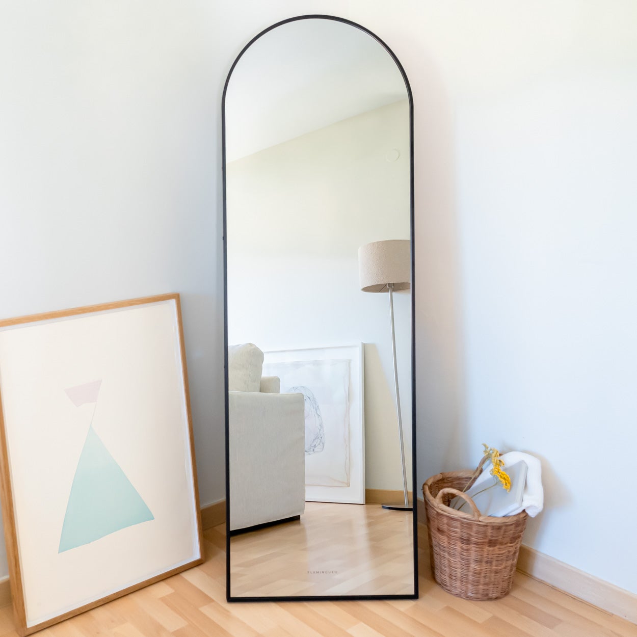 Flamingueo Grand Miroir Noir Miroir Sur Pied Decoration Chambre Miroir Mural Design 163x53x3 cm - 3