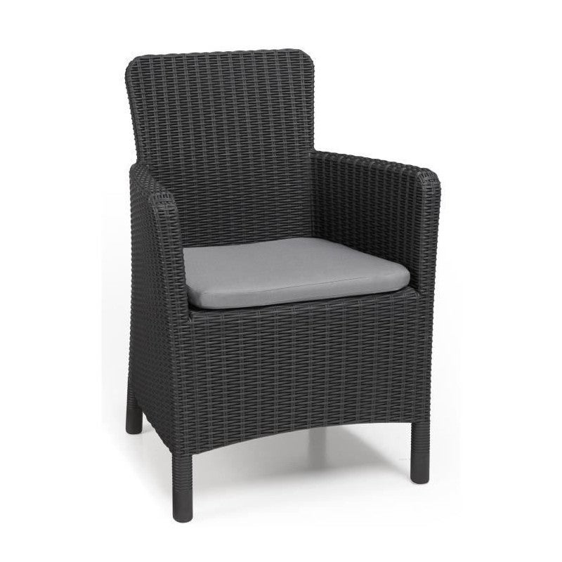 Tabouret De Rangement Allibert | Effet Rotin Marron | Avec Coussin | 42x42x45cm | Pour Intérieur/extérieur