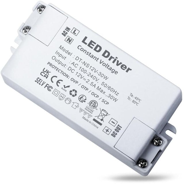 Transformador LED 12V 30W - Fonte de Alimentação de Baixa Tensão, 220V para 12V, Compatível com Fitas LED e Projetores