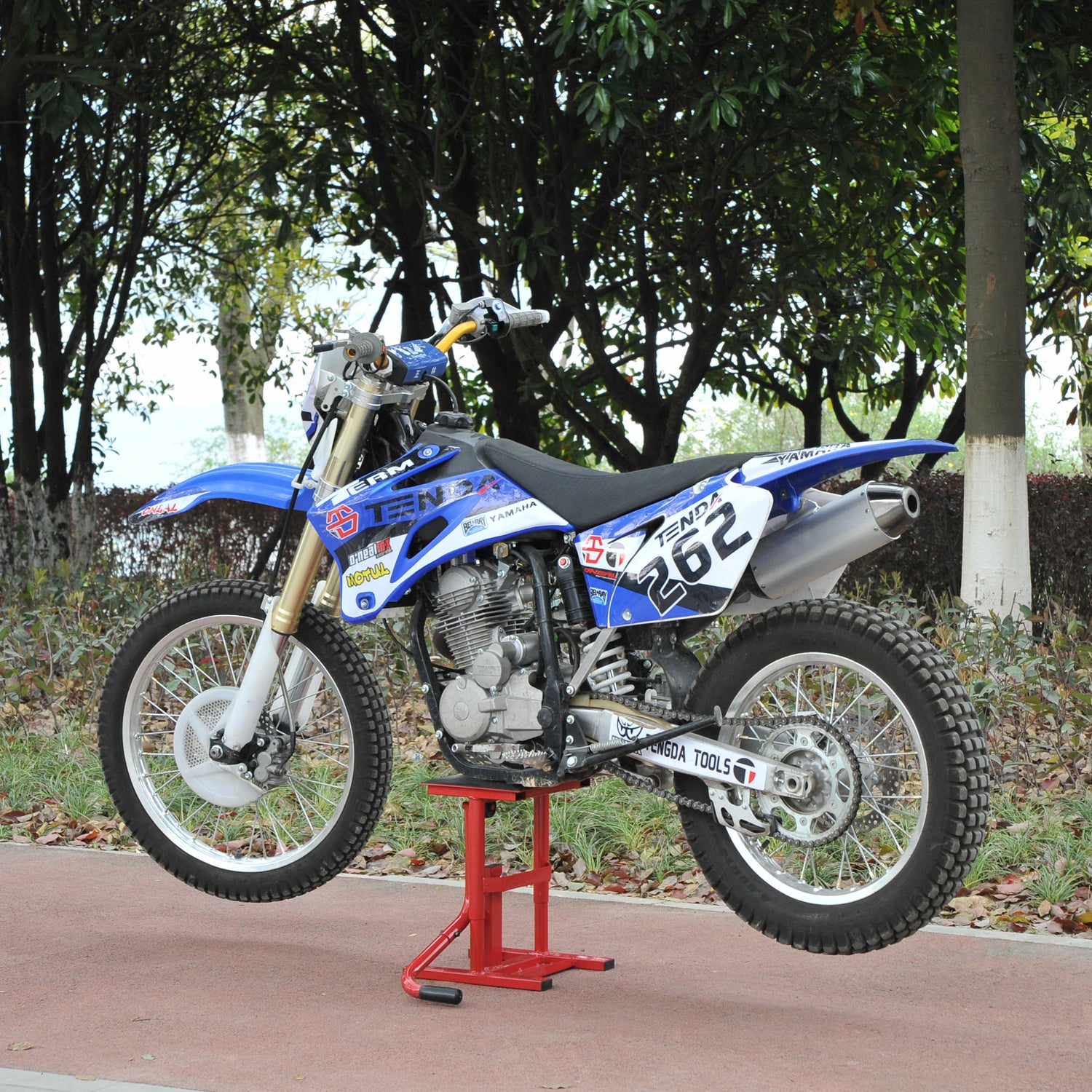 Soporte Elevador de Moto HOMCOM Acero Rojo 28x34x40 cm - 3