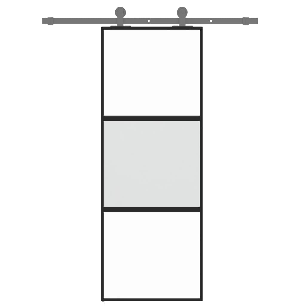 Puerta corredera | Puerta de la cocina vidrio templado y aluminio negra 76x205 cm CFW31209 - 3