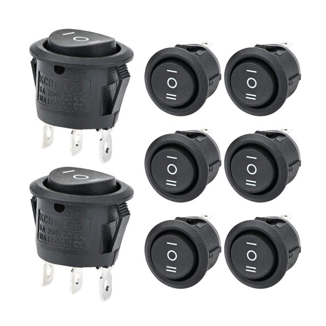 Lot de 8 interrupteurs à bascule, 3 positions ON-OFF-ON avec SPDT 3 broches, 250 V 6 A, interrupteur à bascule pour maisons, industrie, bricolage KCD1