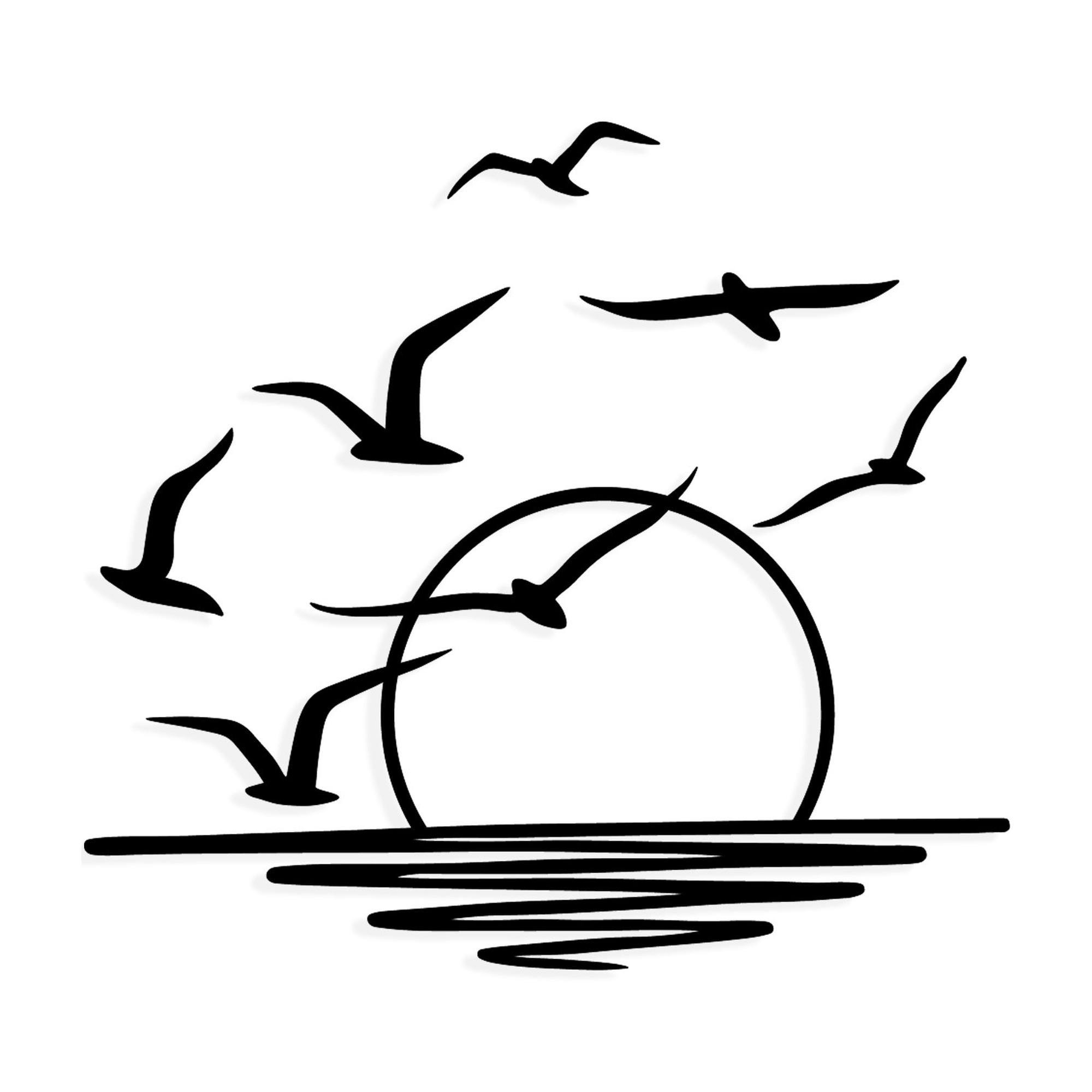 Décoration murale métal noir – coucher de soleil et oiseaux - 4