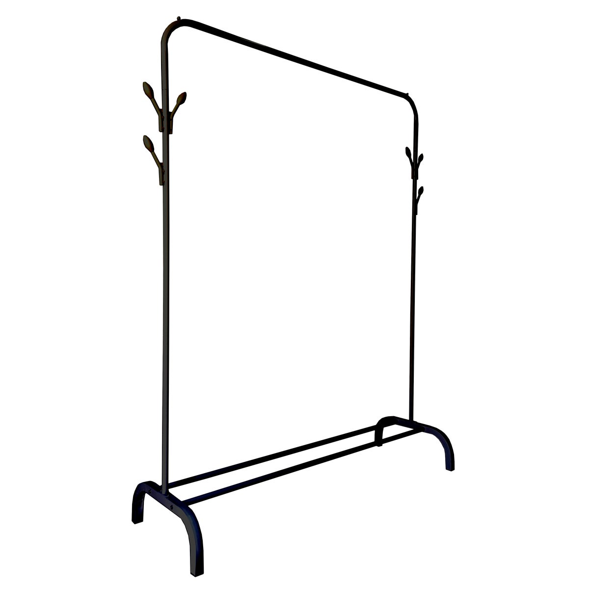 Porte-manteau Basic en métal 150 x 110 x 40 cm | Nyana Home | 6 cintres | 2 barres de rangement inférieures | Noir - 4