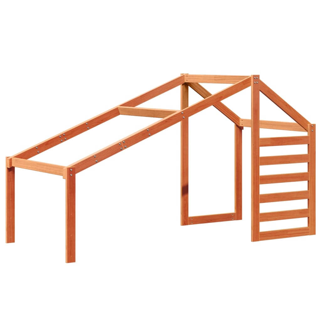 Lit haut avec toit cire marron 90x190 cm bois de pin massif - 8