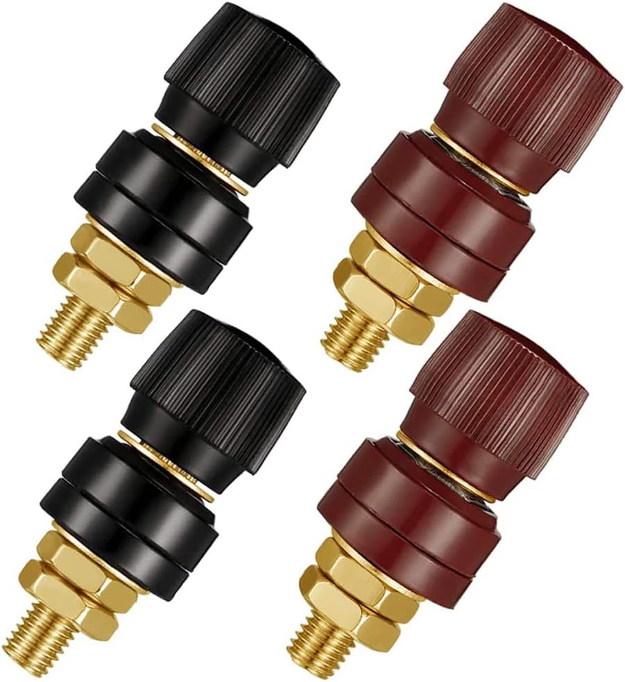 4-częściowy blok zaciskowy 555 z czystego mosiądzu, M8, 6 mm, miedziana śruba, blok zaciskowy regulatora napięcia, zacisk zasilania, czerwony, 0 V–380