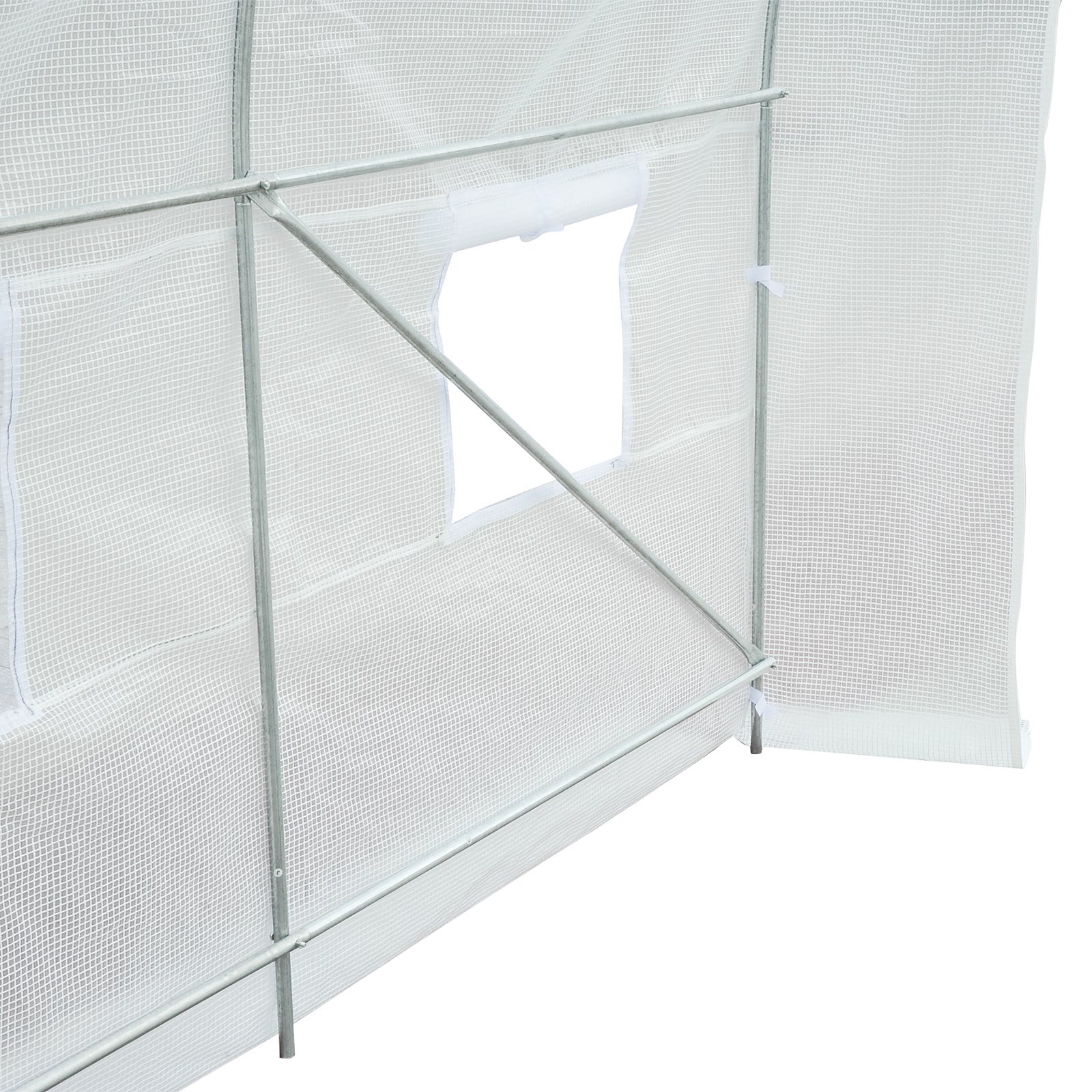 Serre de Jardin Tunnel Surface Sol 7 m² 3,5L x 2l x 2H m châssis Tubulaire renforcé 18 mm 6 fenêtres Blanc - 9