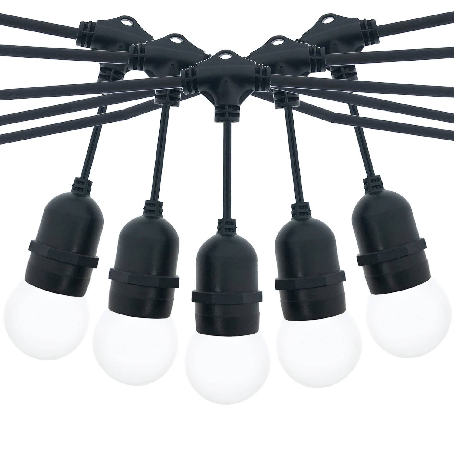Guirlande lumineuse d'extérieur - 10 ampoules LED E27 1W - Blanc chaud - 10 m - IP44 - 6