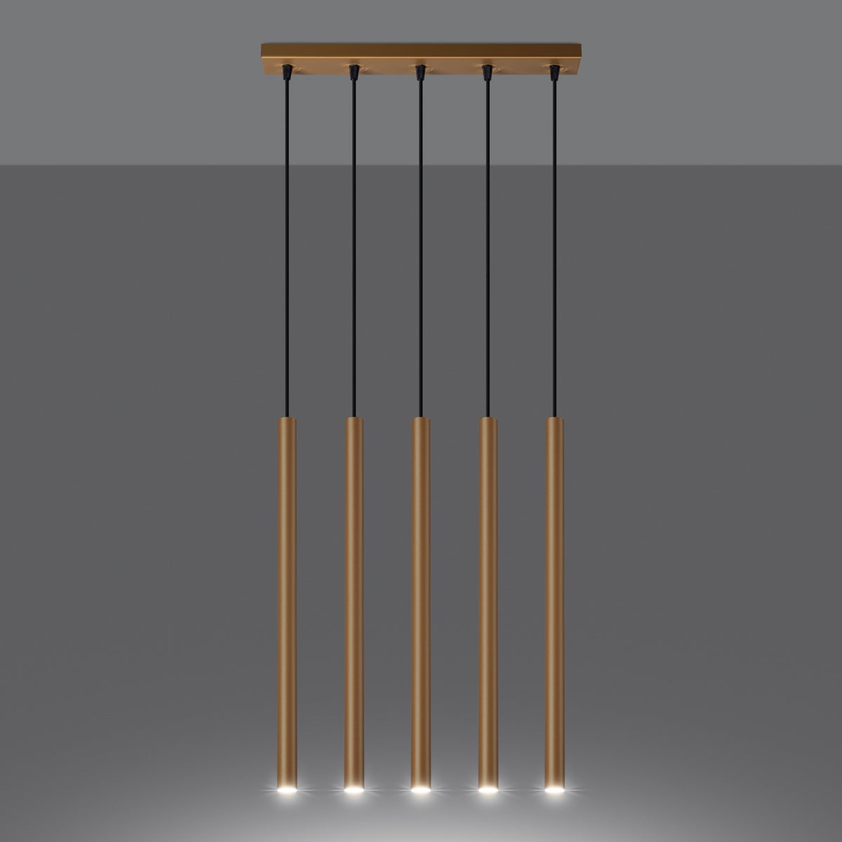 Lampa wisząca BRILL 5L złota LED 3000K - 45x5x110cm Sollux