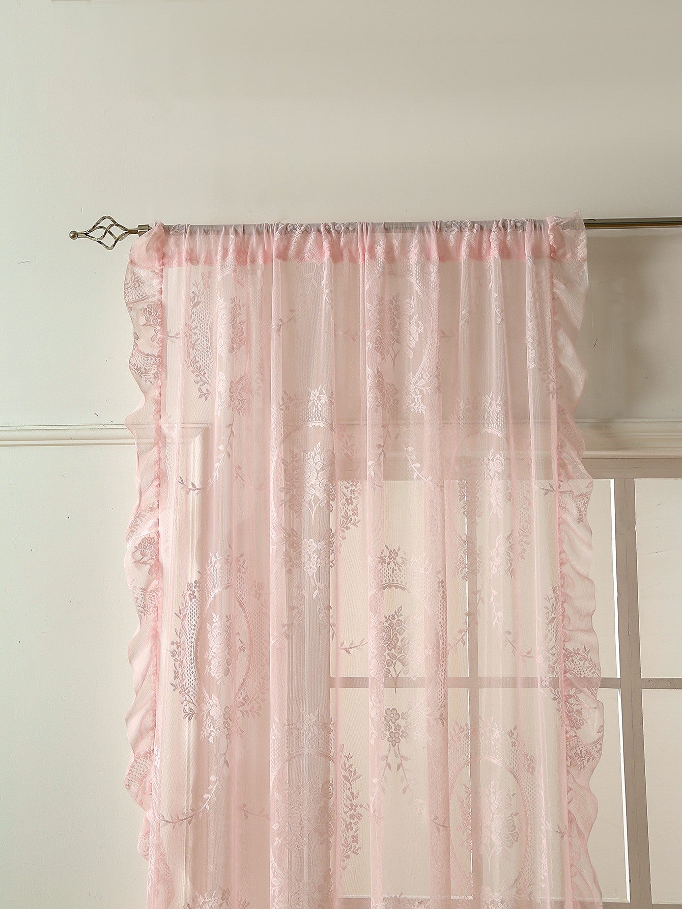 Cortina De Velo Transparente Fucsia – Juego De Dos Paños Con Cenefa – Rosa Caliente SAMS