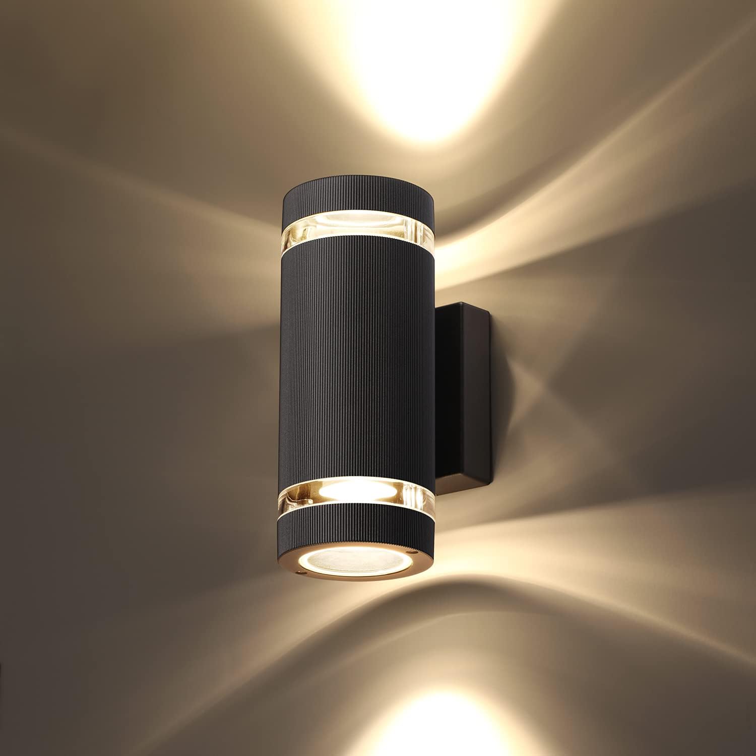 Kinkiet LEDLED Kinkiet Zewnętrzny, IP65 Wodoodporny Lampa Zewnętrzna, Nowoczesne Oświetlenie Ścienne 3000K, Czarny okrągły