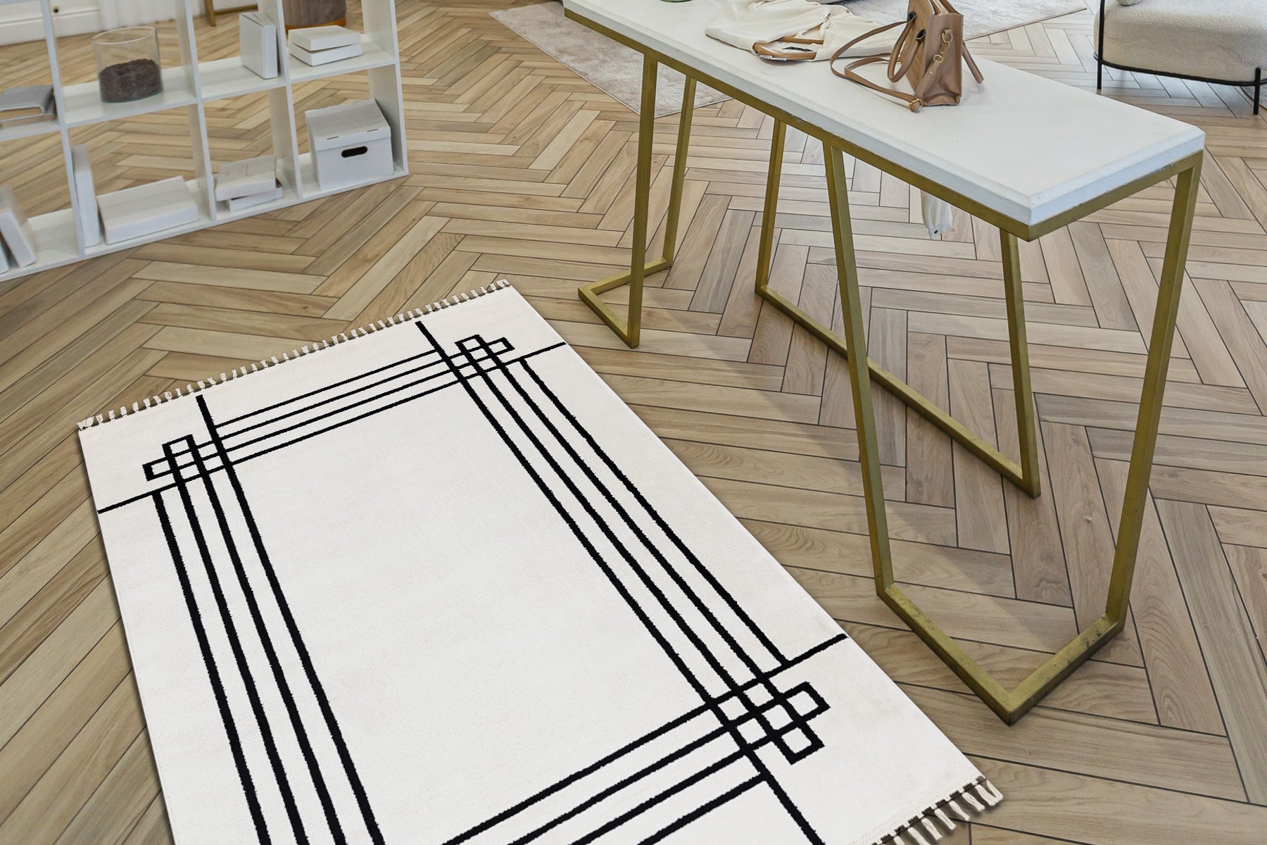 Tappeto AMOUR 53096C crema - Cornice, linee moderno, elegante 118x180 cm - 5