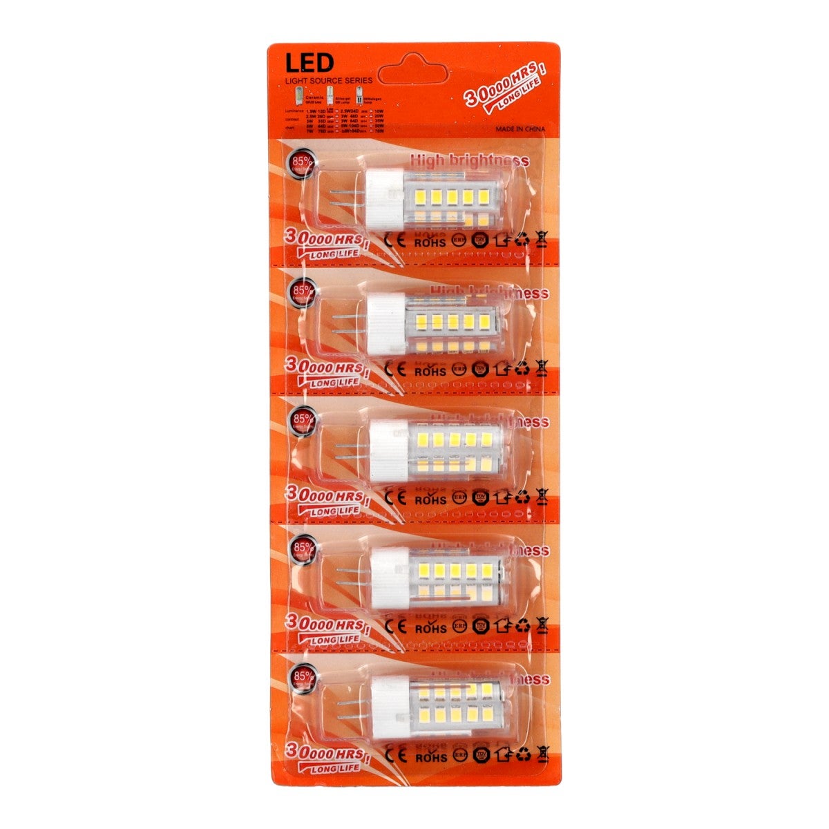 Jandei Blister 5x G4 12V DC 5W Ampoule LED Blanc Froid 6000K - 3