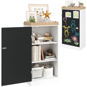 Meuble Rangement Enfant 110x100x30 Cm - Avec 3 Tiroirs à Roulettes Et étagères - Bibliothèque Et Coffre à Jouets - Blanc