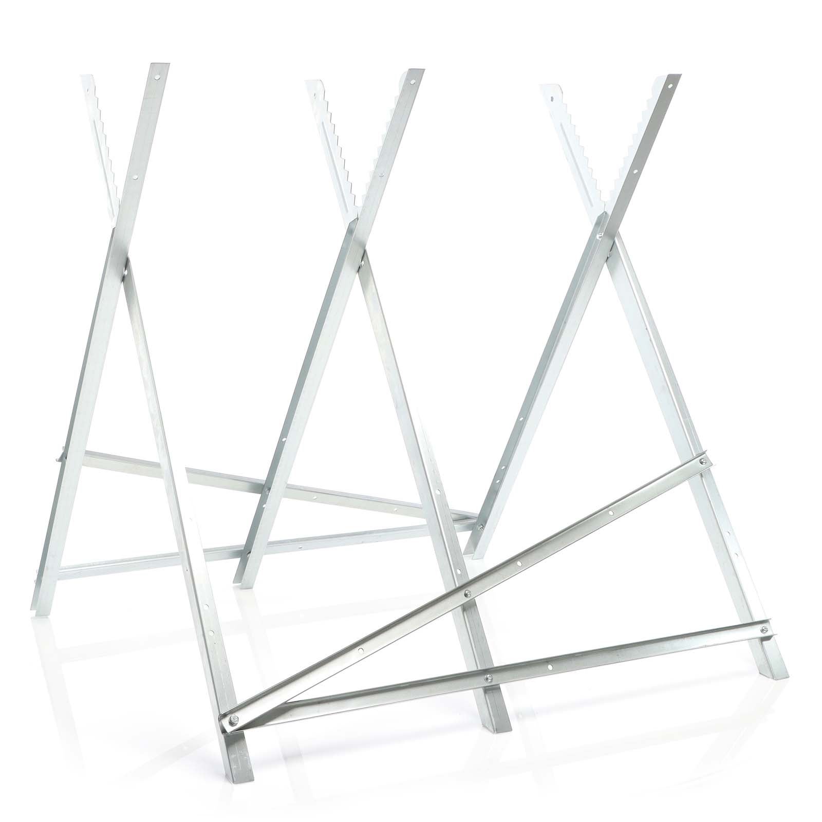 Wiltec Cavalletto taglialegna pieghevole per sega con 3 supporti dentellati per tronchi max 100kg - 3