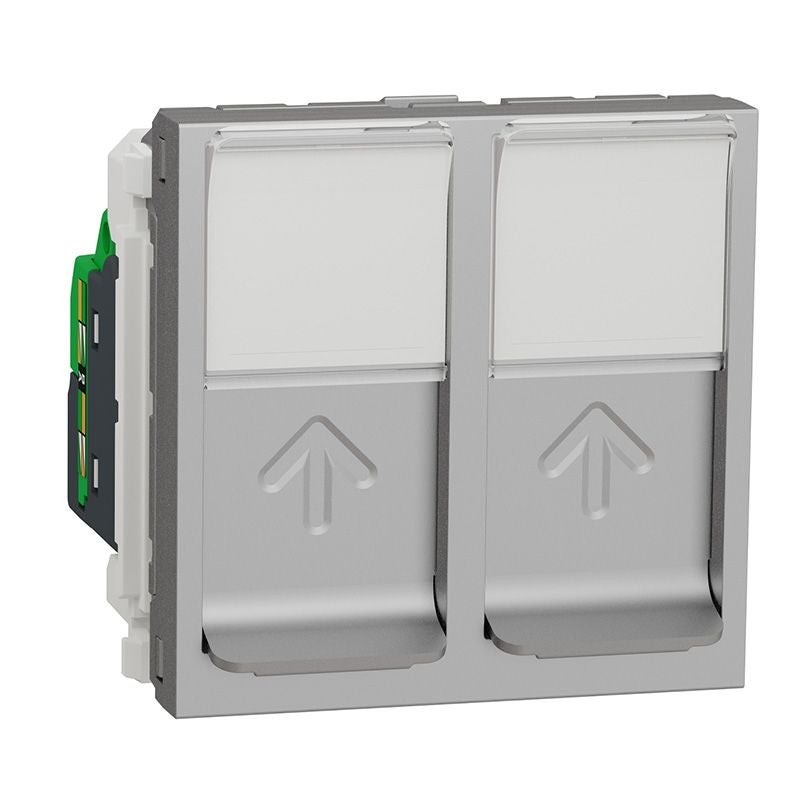 Double prise RJ45 Unica - Cat.6 STP - 2 modules - Alu | Leroy Merlin