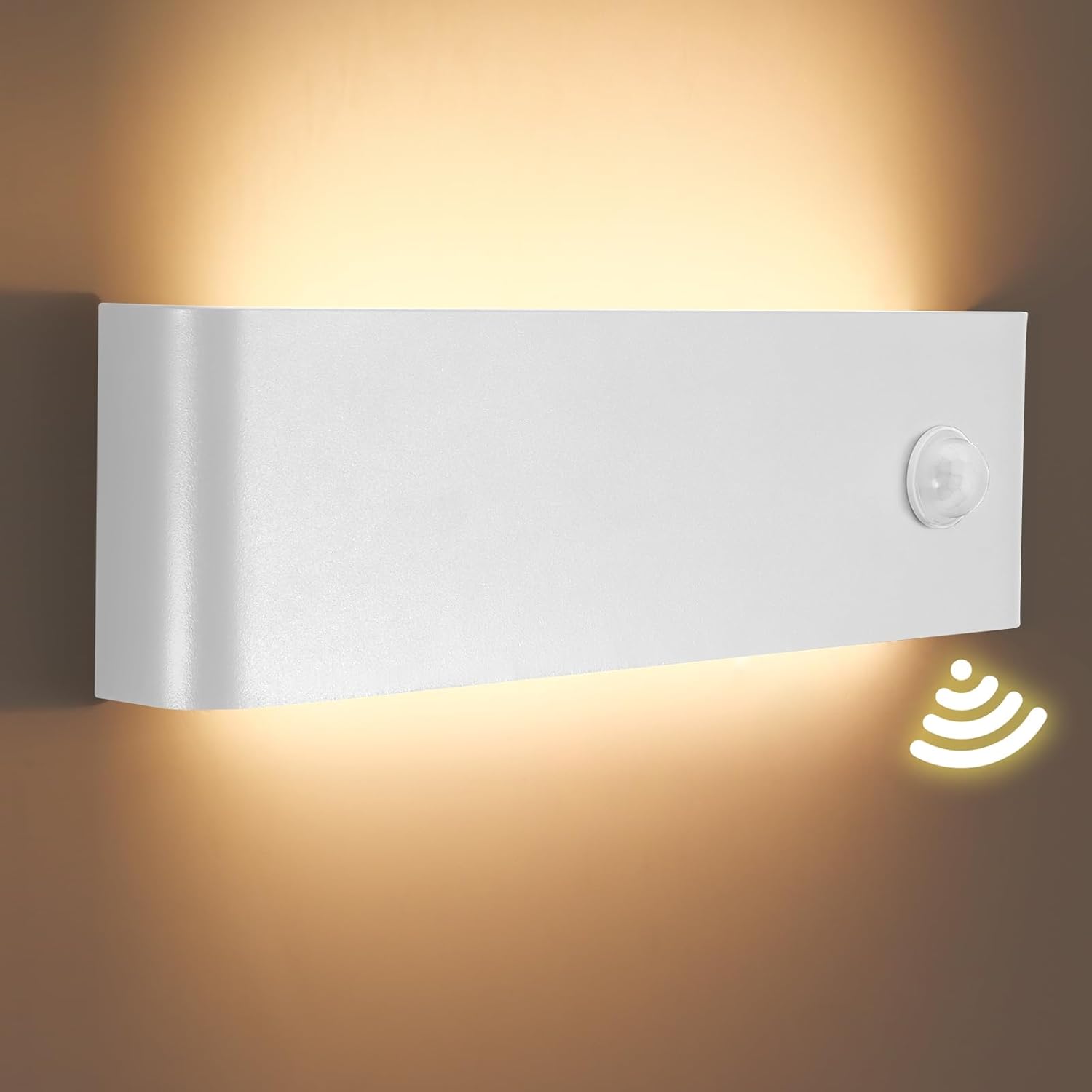 Lampa ścienna z czujnikiem ruchu, światło białe ciepłe 3000k, odpowiednia do sypialni, salonu, na schody, kinkiet, 12w, biała
