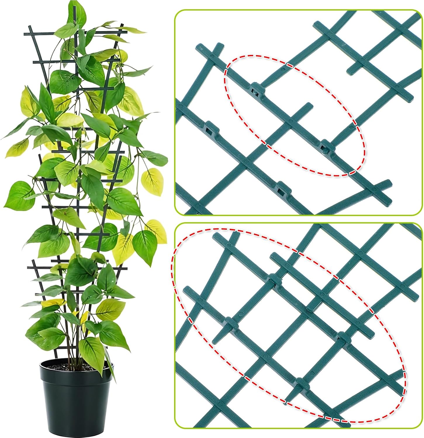 Lot de 6 petits treillis pour plantes en pot, 25 x 15.2 cm, treillis empilables d'intérieur pour plantes grimpantes - 4