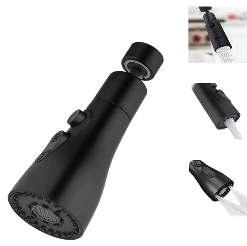 3-funkcyjna obrotowa wylewka kranu, kran z natryskiem, odpowiedni do kranów FM22, wylewka kranu (czarna)