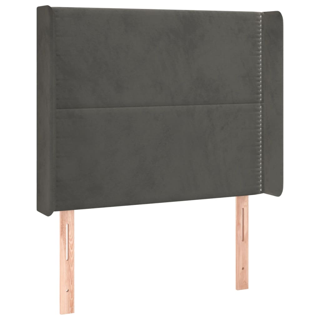 vidaXL Tête de lit avec oreilles Gris foncé 103x16x118/128 cm Velours - 2