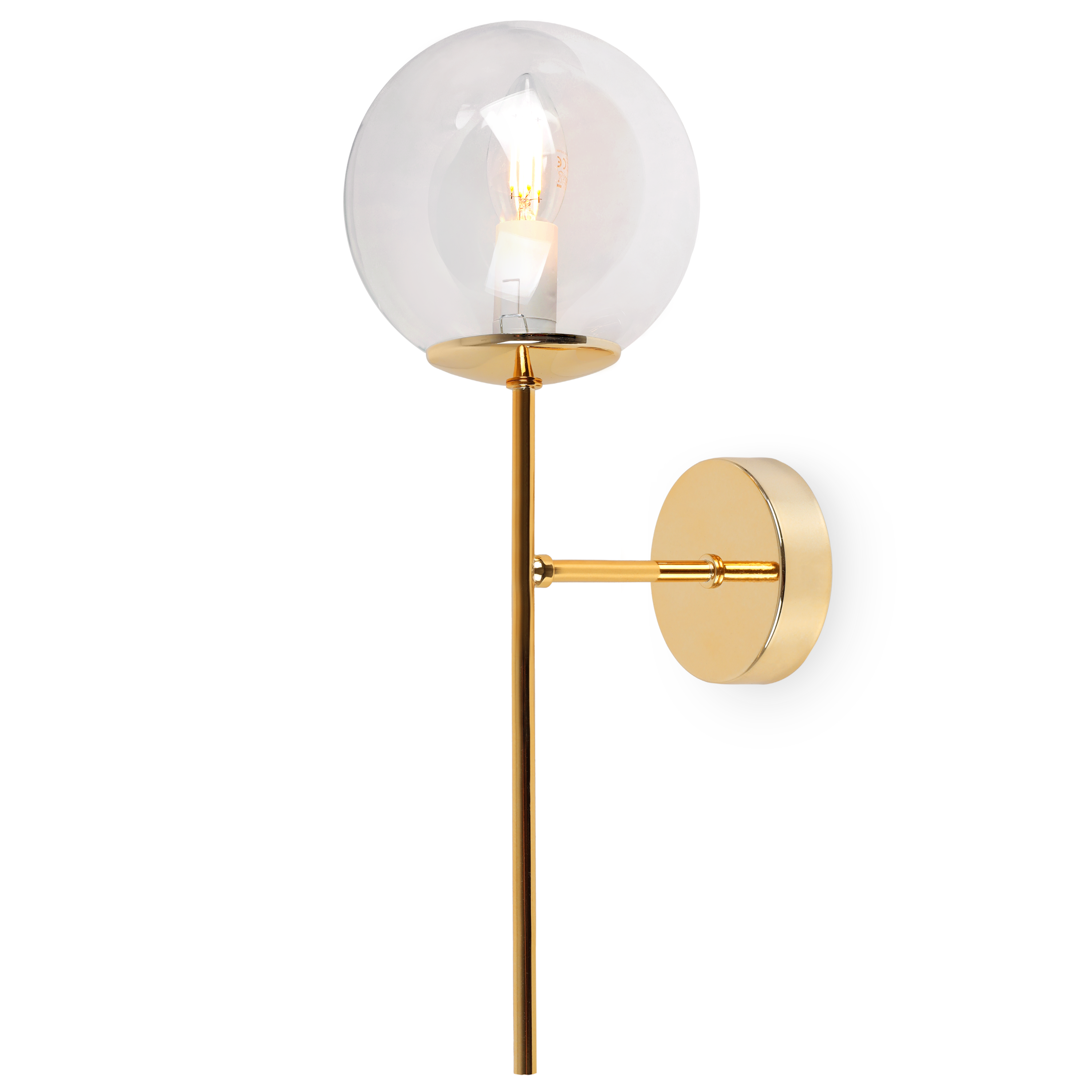 Lampa kinkiet ścienny złota Siena loft 1xE14 klosz kula szklana bezbarwna Light Home LH - 7