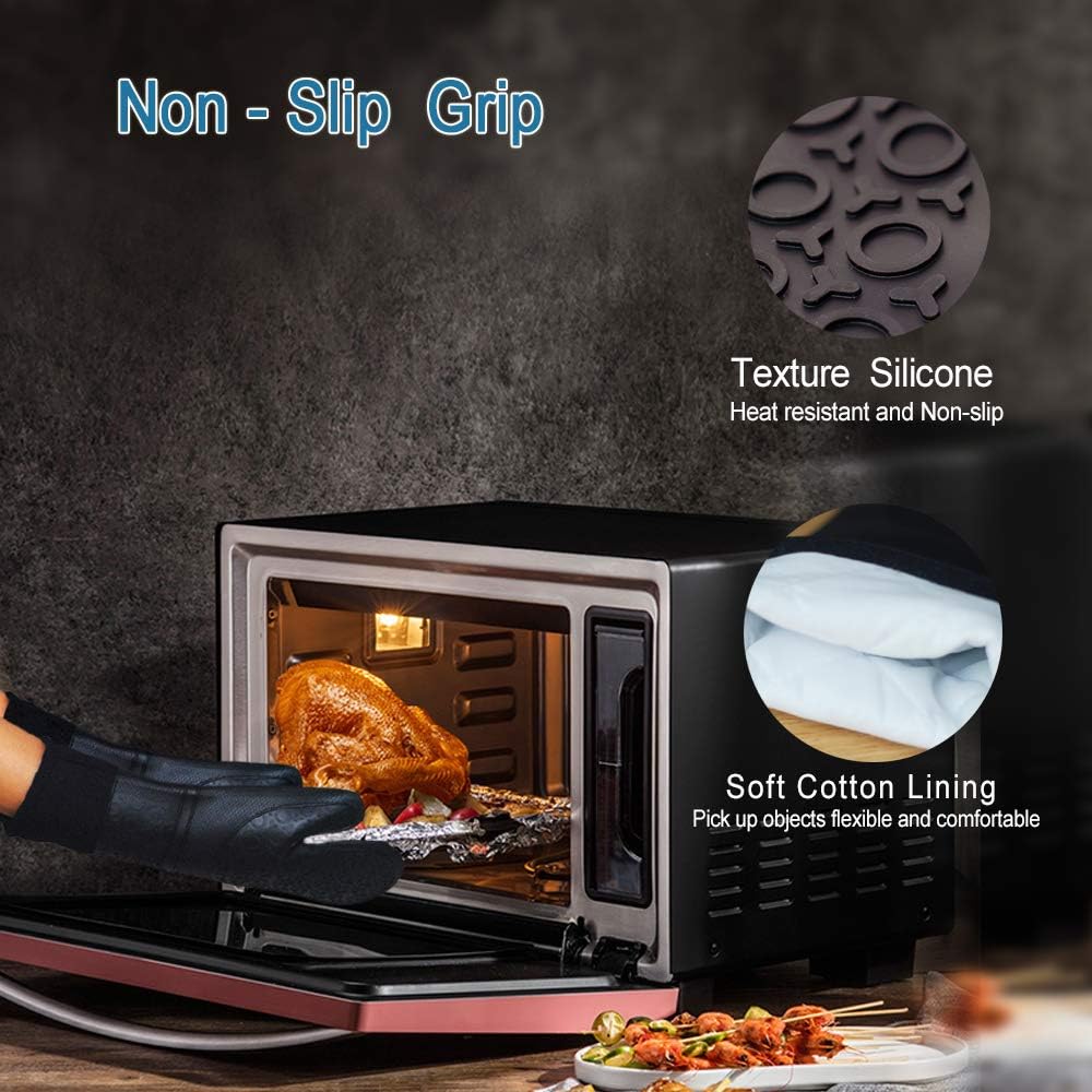 Gants de cuisine extensibles en silicone, gants de cuisine professionnels, gants antidérapants résistants à la chaleur pour la pâtisserie, la cuisine - 3