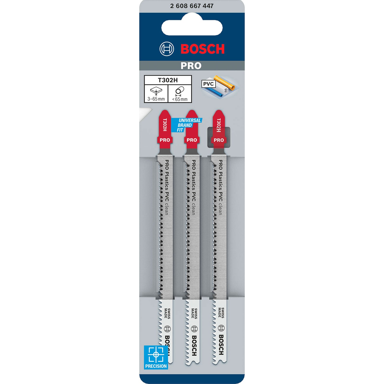 Bosch PRO Plastics PVC clean T302H Brzeszczot do wyrzynarki 132 mm 3 szt. - 2608667447 - 2