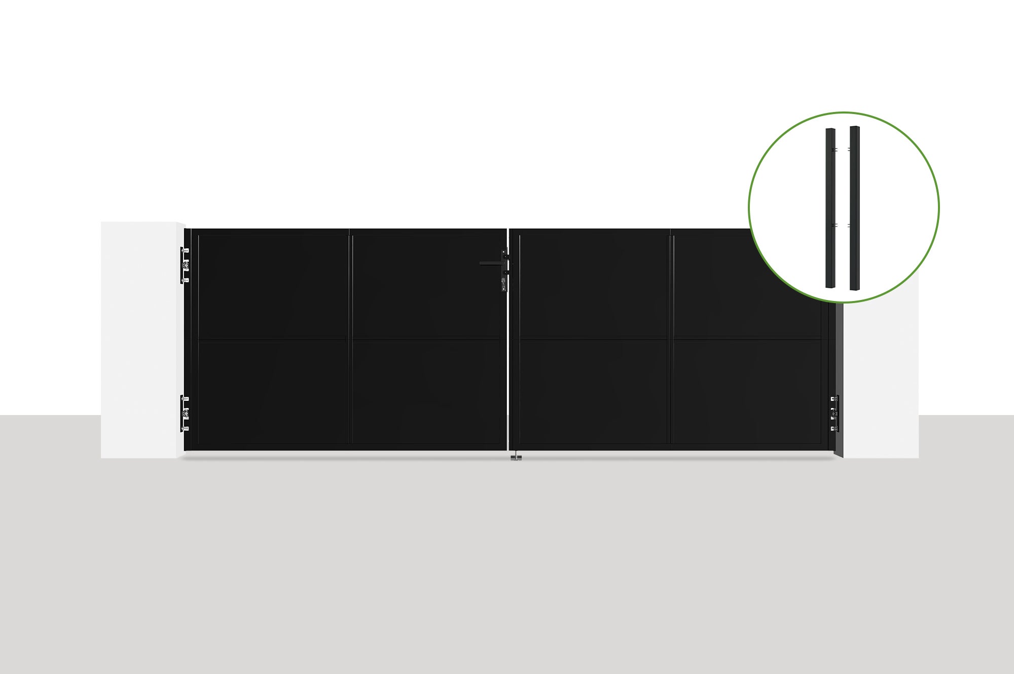 Brama skrzydłowa stalowa czarna matowa 3,5m NALI wys. 120cm + 2 słupki stalowe D