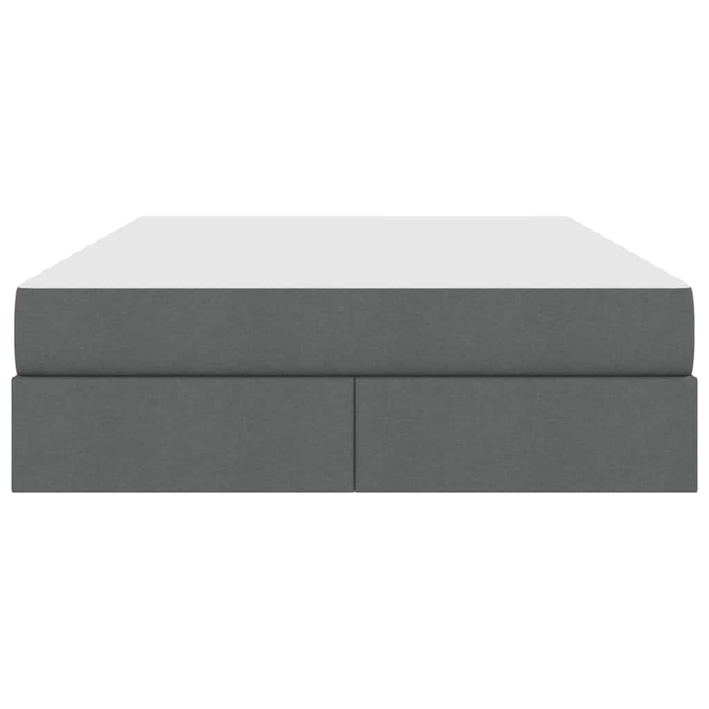 Lit avec rangement et matelas en polyester gris foncé, pour la chambre, 140 × 190 cm - 7