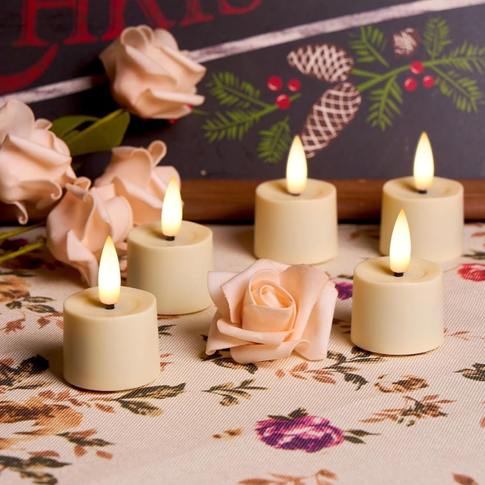 Juego de 6 velas LED sin llama: decoración para interiores y exteriores, fiestas navideñas, ambiente mágico, sin llama. - 4