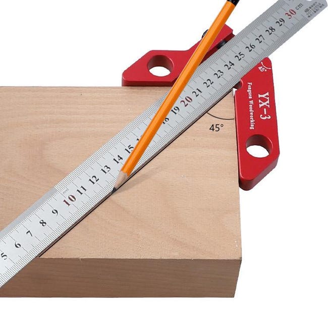 Squadra 45/90 Gradi In Alluminio Per Falegnameria – Tracciatore Centrale Con Scala 100 Mm Per Segnare Centri E Angoli