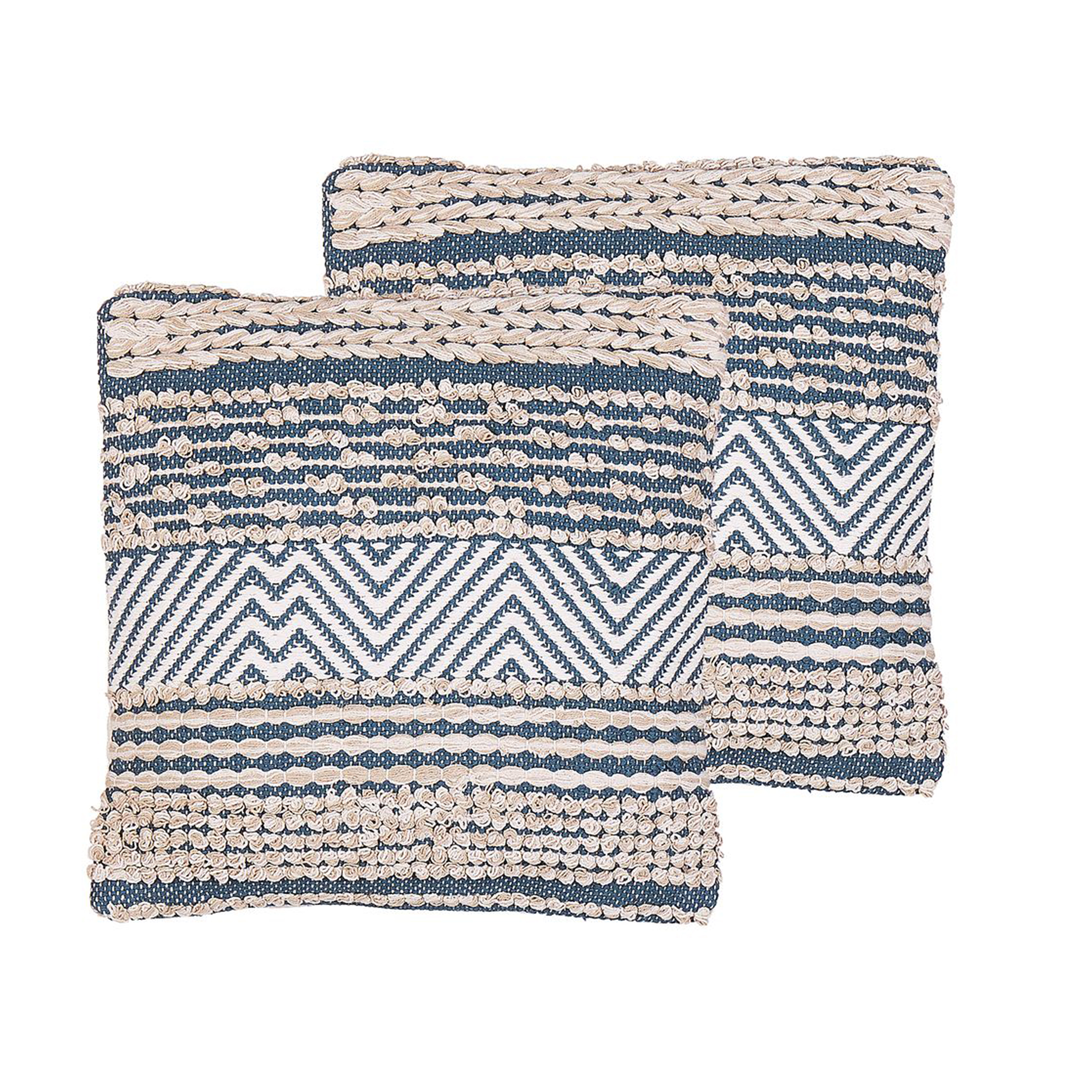 Beliani conjunto de 2 cojines dewberry algodón 45 x 45 cm geométrico azul