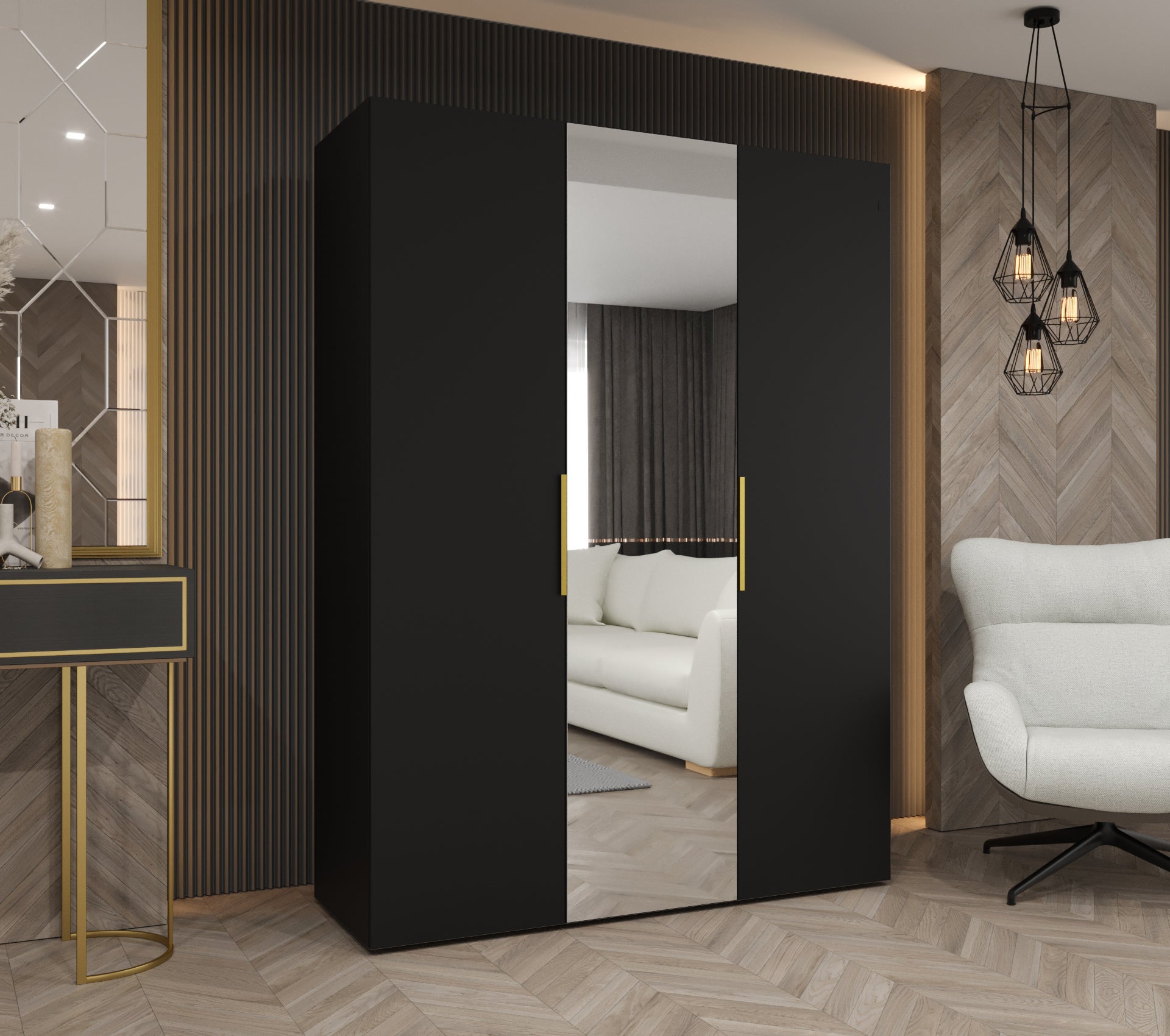 Szafa uchylna otwierana Marbella 2 150 x 52 x 202 cm czarny + u. złoty Abiks Meble - 2