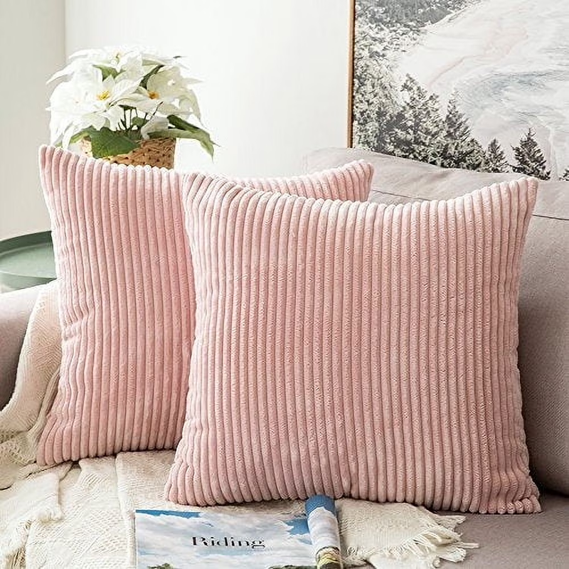 Artcest Set Di 2 Federe Per Cuscino In Velluto - 50x50 Cm - Colore Rosa Cipria - Morbide E Lussuose, Con Cerniera Invisibile - Solo Federe, Senza Imbottitura - 2
