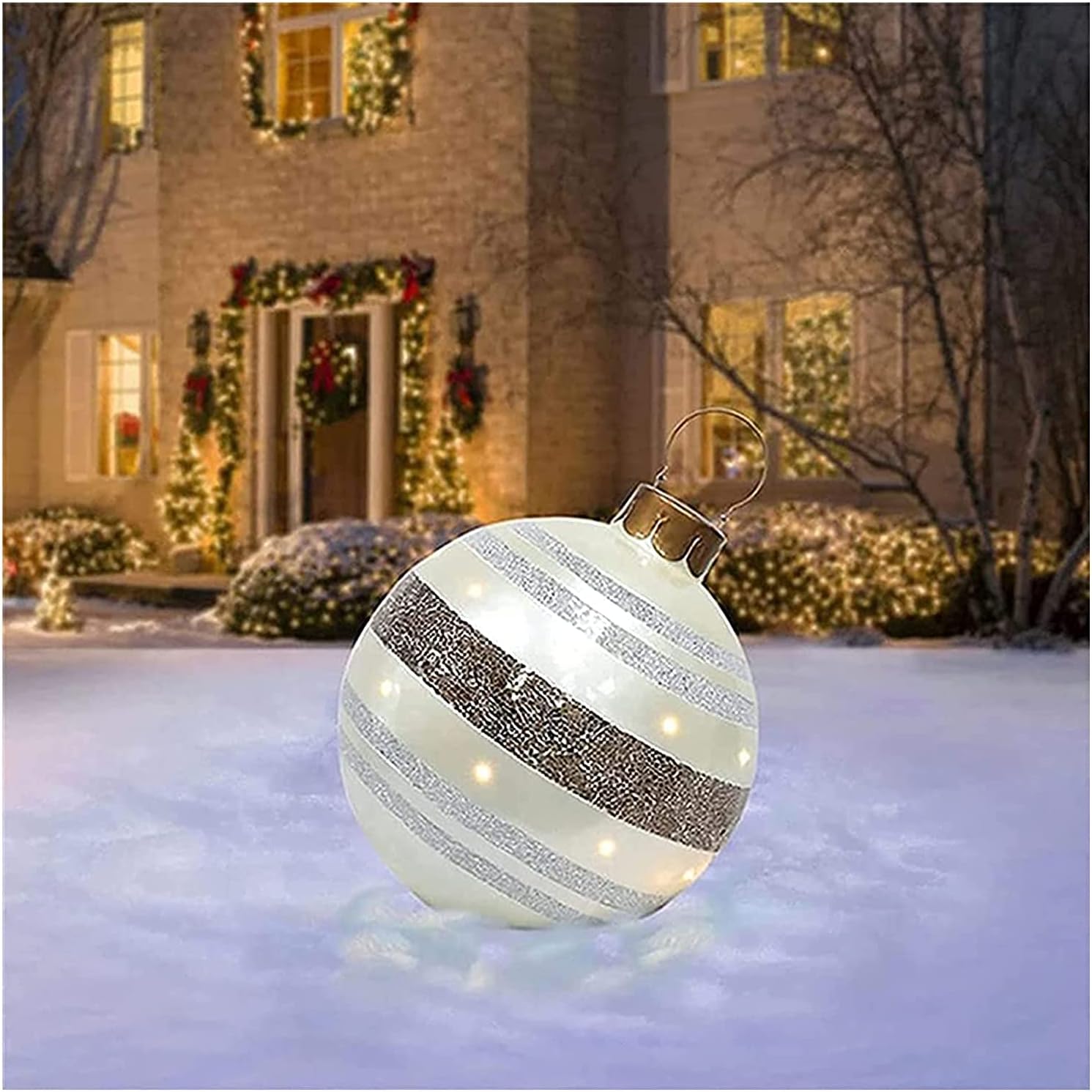 Boule De Noël Géante PVC Rouge 60 Cm - Décoration Jardin Et Extérieur - Neuf En Emballage