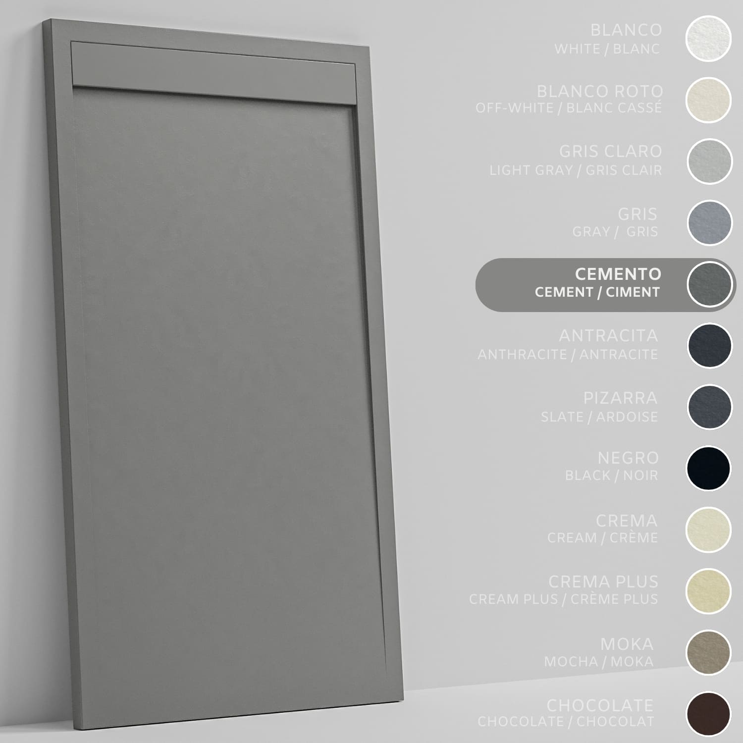 SOULHOME Brodzik prysznicowy– Żywica– Gel Coat– Gładka/Kamienna tekstura – Antypoślizgowy – cementowoszary- 180x80- Niski 3cm– Minimalistyczny