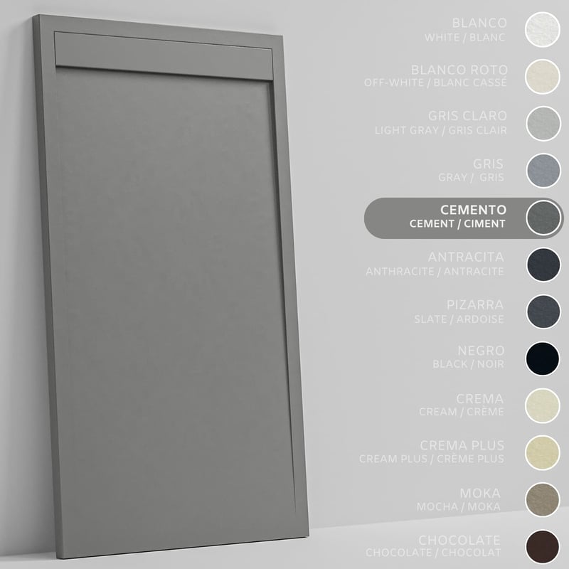 SOULHOME Brodzik prysznicowy– Żywica– Gel Coat– Gładka/Kamienna tekstura – Antypoślizgowy – cementowoszary- 180x80- Niski 3cm– Minimalistyczny