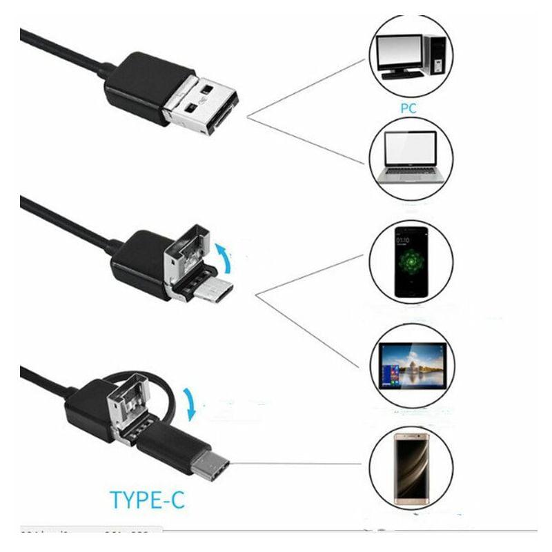 Kamera monitoringu wewnętrznego/zewnętrznego, bezprzewodowa 5.5mm 1080P HD Kamera inspekcyjna Endoskop WiFi z zoomem i 6 diodami LED oraz Tubą