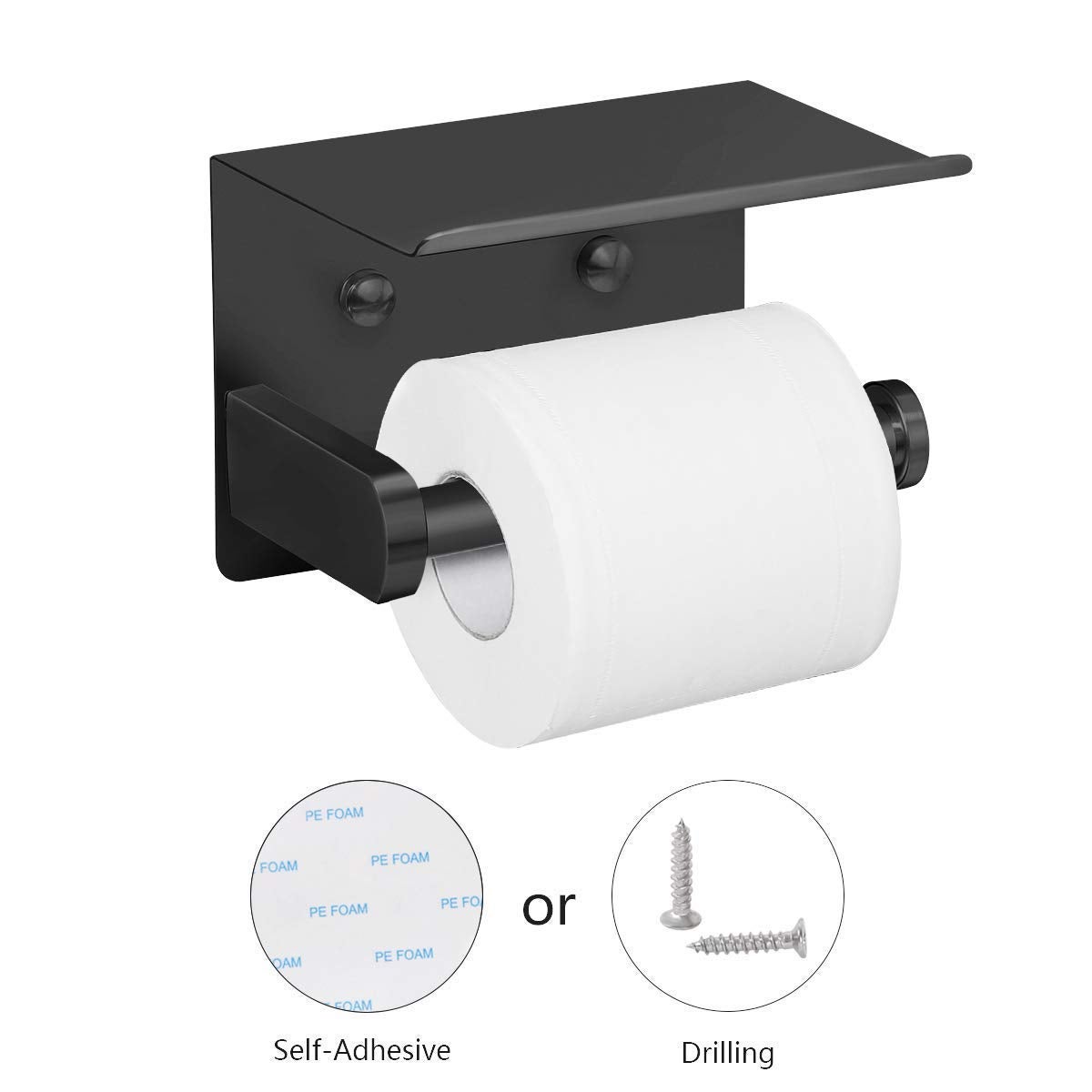 Portarrollos De Papel Higiénico NICEME Para 4 Rollos - Soporte De Pared En Acero Inoxidable Negro, Fácil Instalación