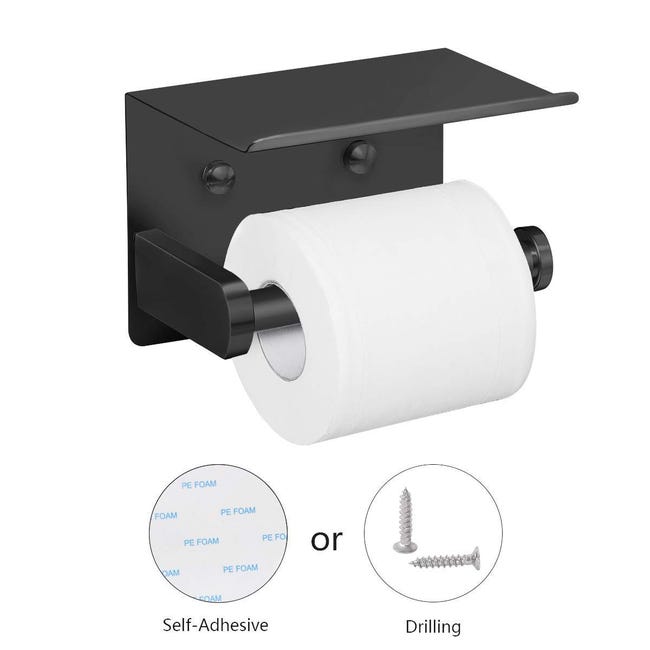 Portarrollos De Papel Higiénico NICEME Para 4 Rollos - Soporte De Pared En Acero Inoxidable Negro, Fácil Instalación