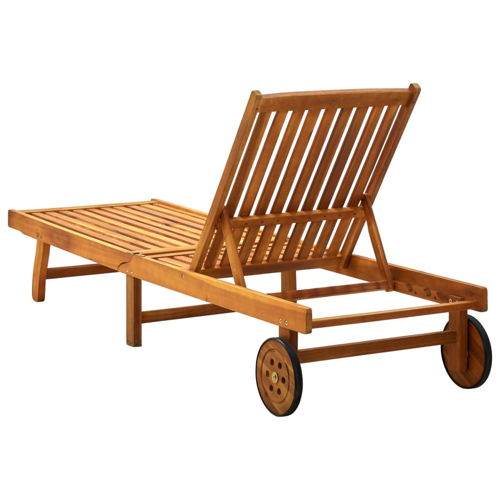 Lettino Prendisole da Giardino | Sedia a Sdraio | Chaise Longue con Cuscino Massello di Acacia CFW601144 - 4