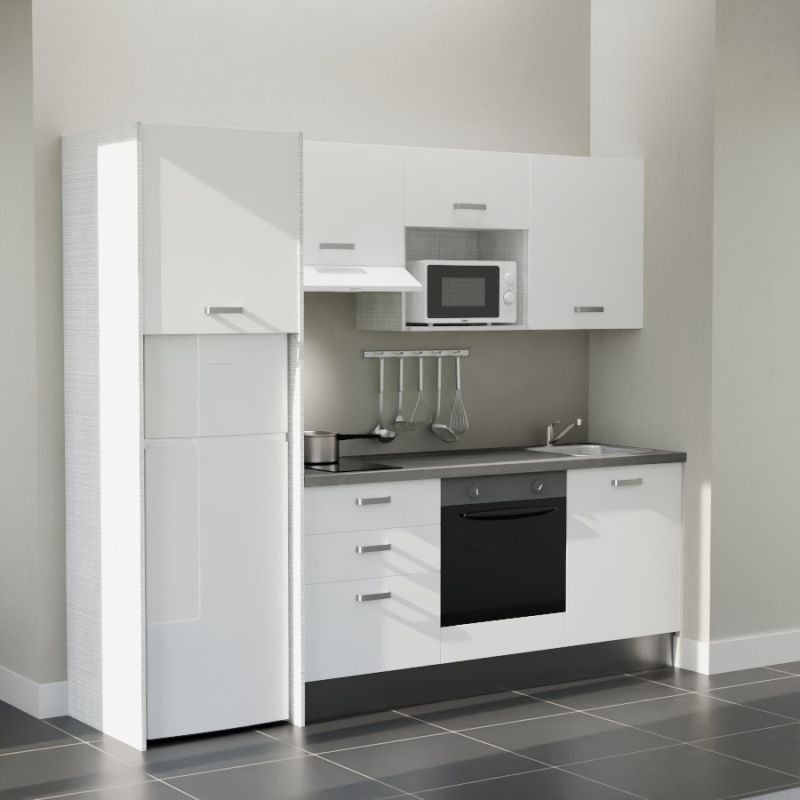 Kitchenette K37L-PT - 240 cm avec plan de travail et évier - Façade ...