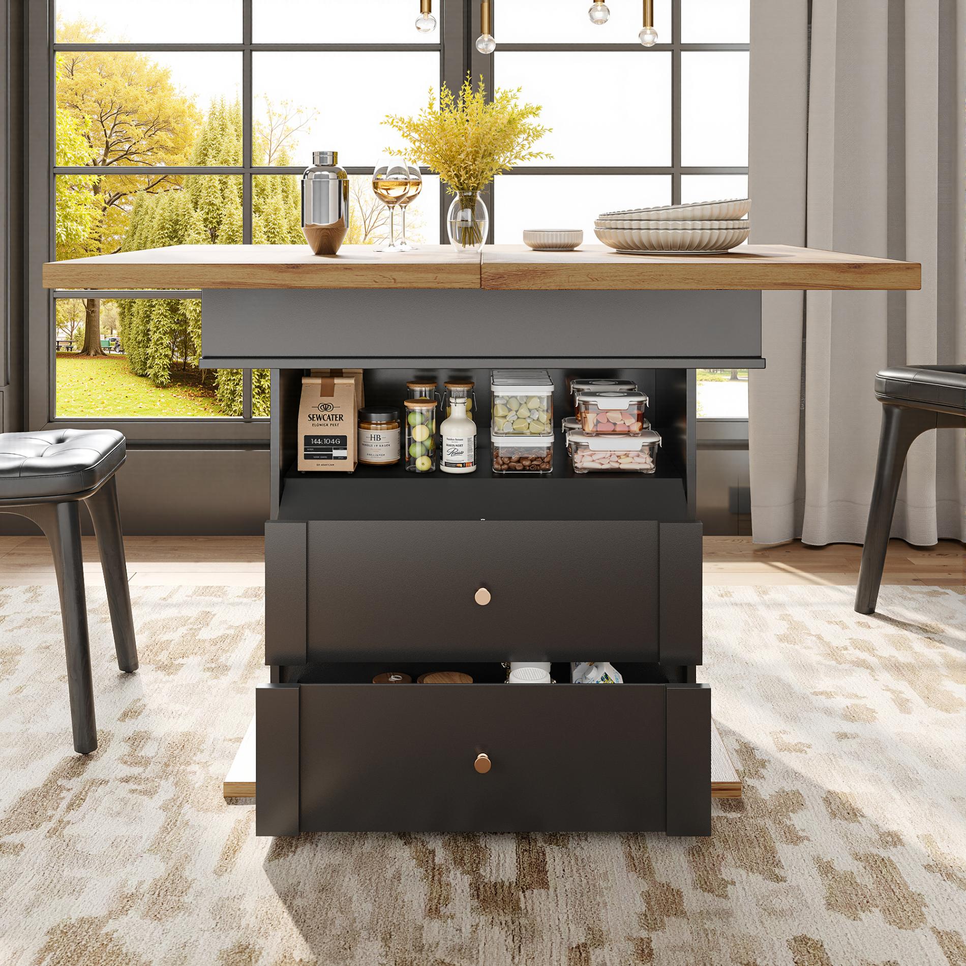 Rozkładany stół do jadalni 110–140 cm – blat MDF, ukryte schowki, minimalistyczny design, możliwość złożenia