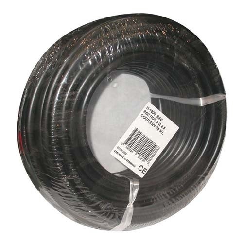 Câble rigide U1000 R2V - 3x2.5 mm² - bobinot 25 m - noir ELECTRALINE