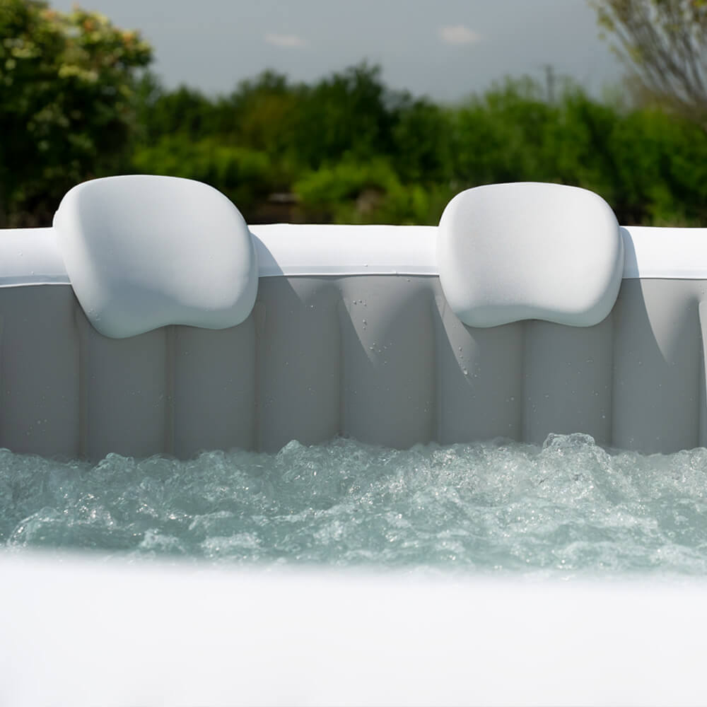 HOME DELUXE - Spa extérieur - SPLASH + coussins, porte-boissons et pare-soleil - Couleur : beige - ⌀ 208 cm, 130 jets d'air - avec couverture, kit de - 7