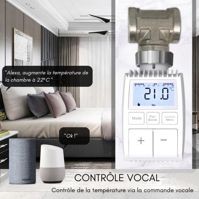 Kit de 4 Têtes Thermostatiques Connectées Universelle avec Ecran LCD + Passerelle ZigBee - SILAMP - 8