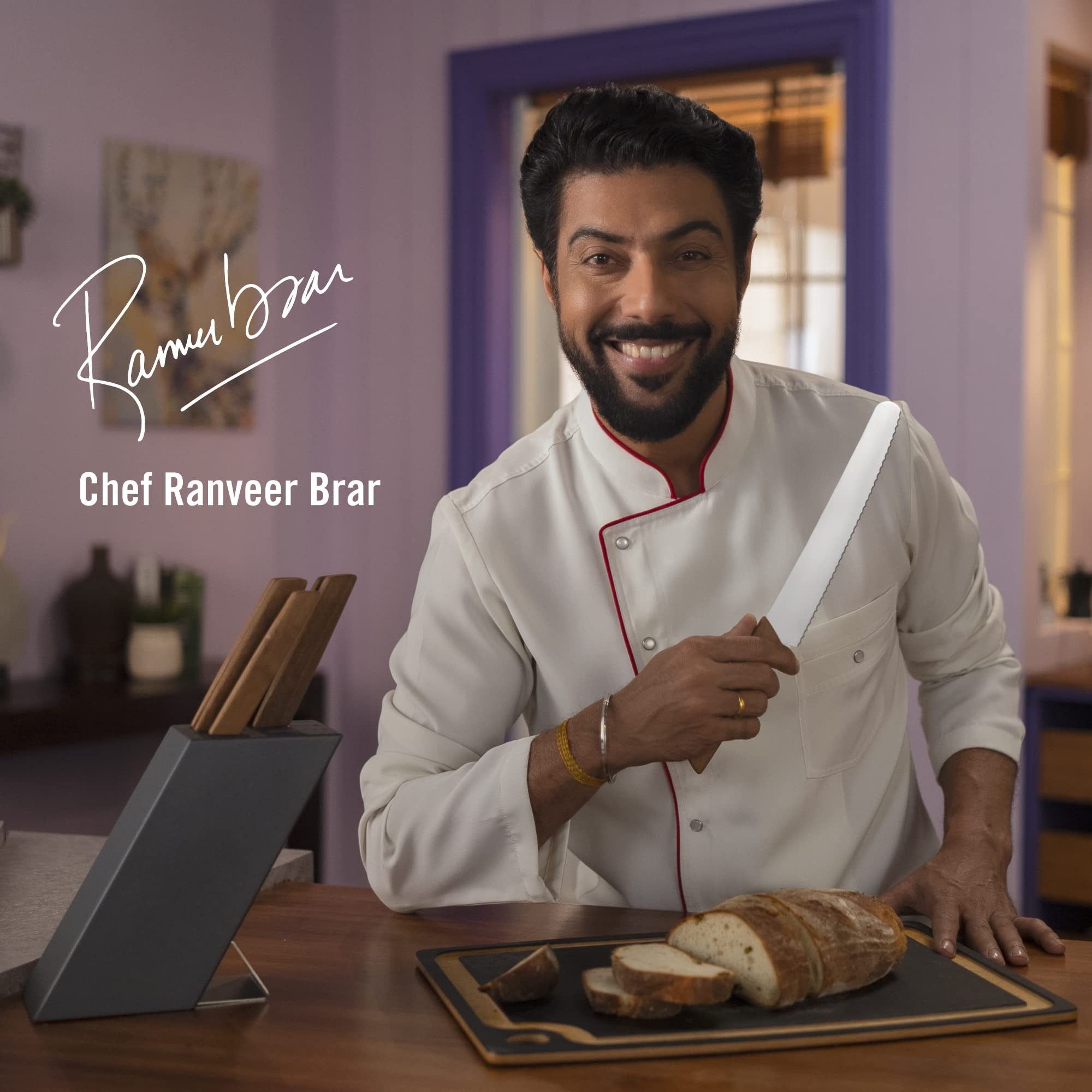 Victorinox Swiss Modern, Coltello professionale per pane e pasticceria, Lama extra affilata, bordo seghettato, 22 cm, Elegante manico in legno, Acciai - 2