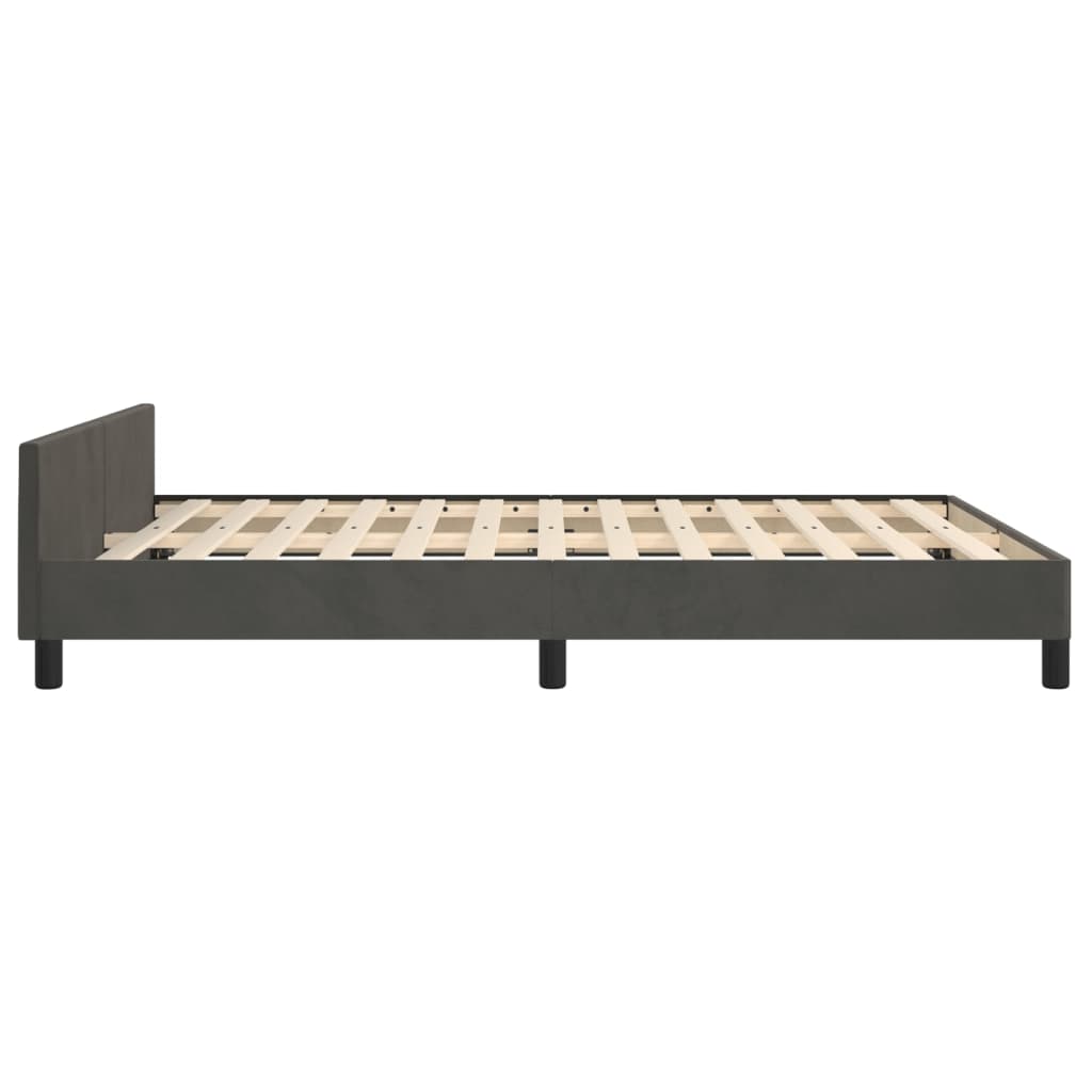 Cadre de lit sans matelas gris foncé 140 x 200 cm velours - 7