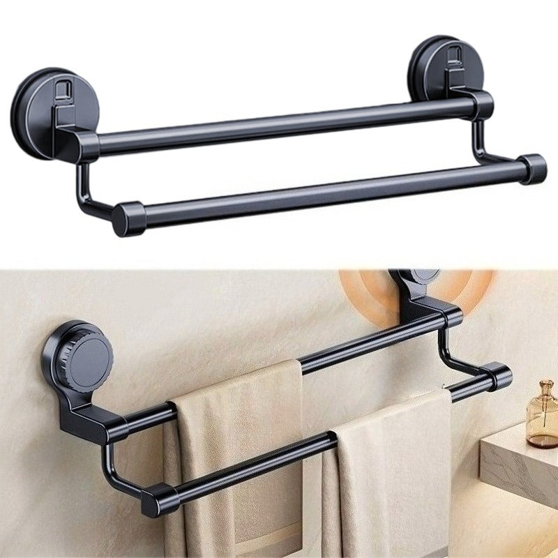 Chromowany aluminiowy drążek na ręczniki, łatwy w montażu, mocowany na przyssawce, 50 cm, wieszak na ręczniki